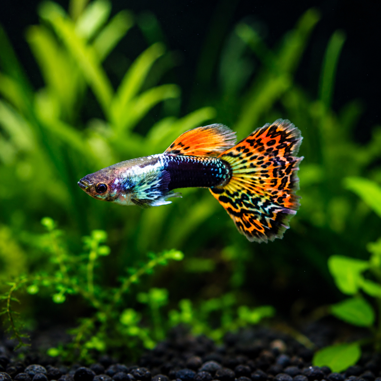 Tiger Mosaic Cobra Guppy, Male