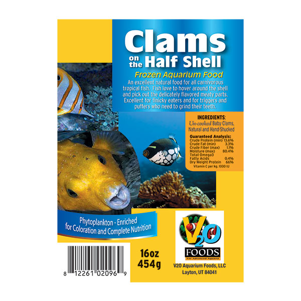 V2O Foods Clams on the Half Shell Frozen Food