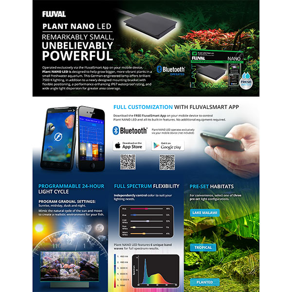 Fluval Plant LED Nano Aquarium Light - 15W | Aquarium Supplies at