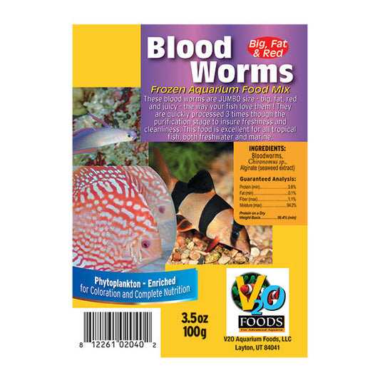 V2O Foods Bloodworms Frozen Food