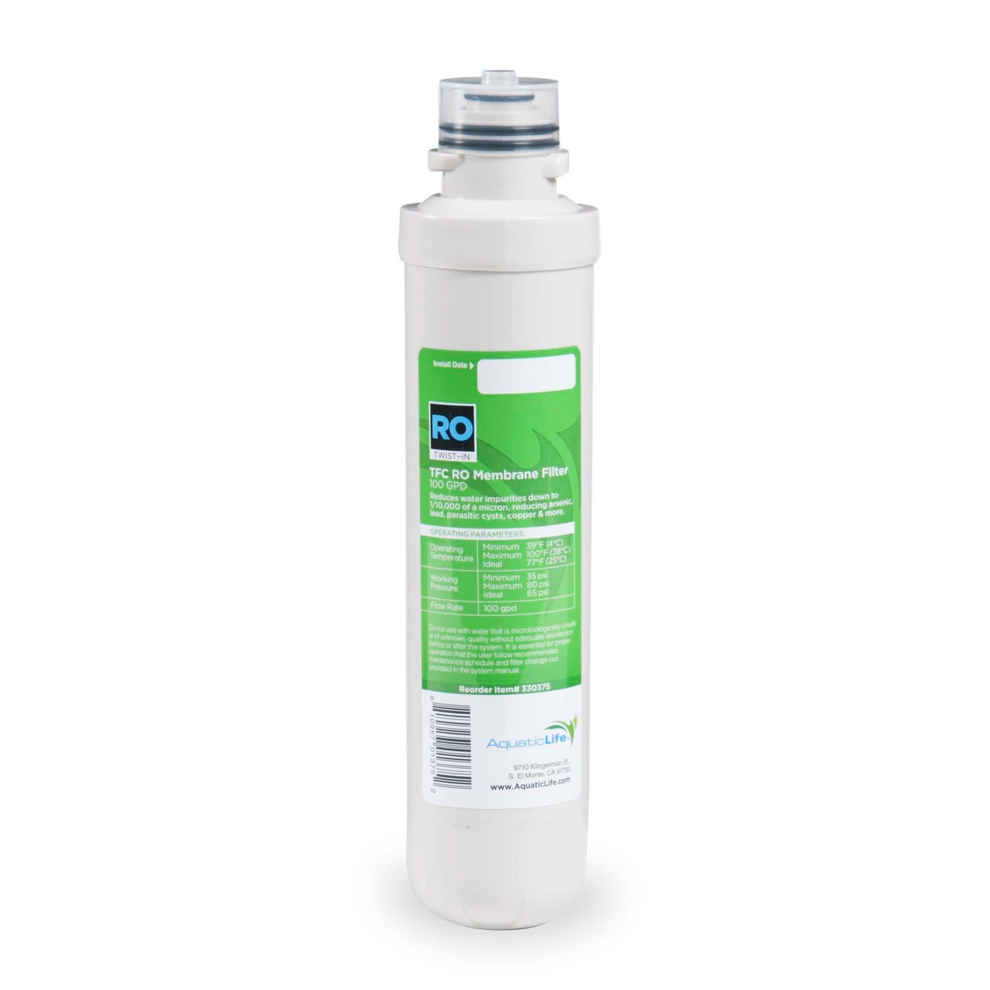 AquaticLife Twist-In TFC RO Membrane Filter Cartridge, 100 gpd