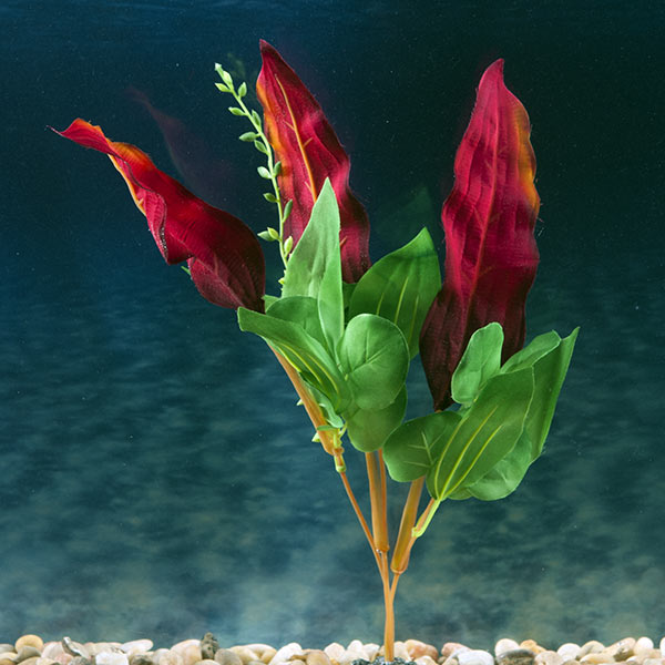 Marina Naturals Medium Red & Green Waffle Leaf Silk Plant