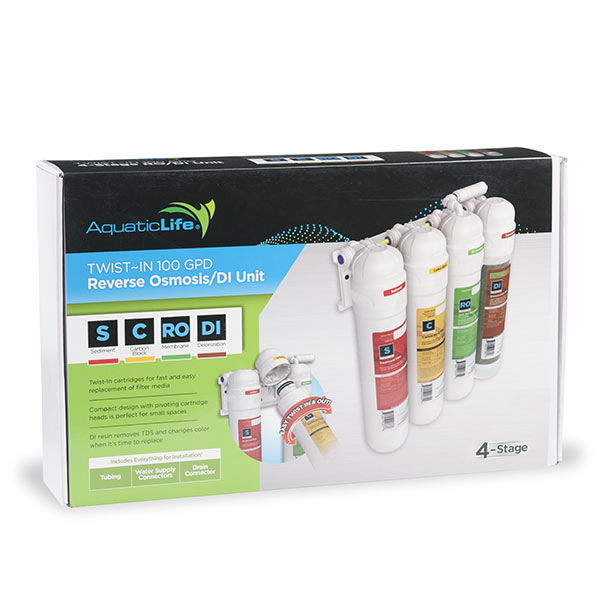 AquaticLife Twist-In 4 Stage Compact Reverse Osmosis/Deionization System