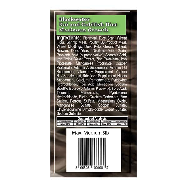 Blackwater Max Growth Koi & Goldfish Food, Medium Pellets