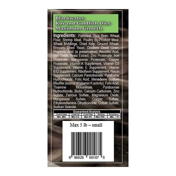 Blackwater Max Growth Premium Koi & Goldfish Food, Small Pellets