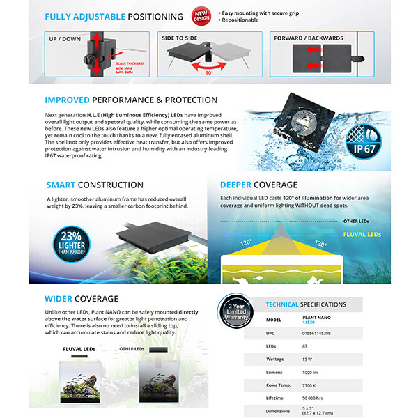 Fluval Plant LED Nano Aquarium Light - 15W | Aquarium Supplies at