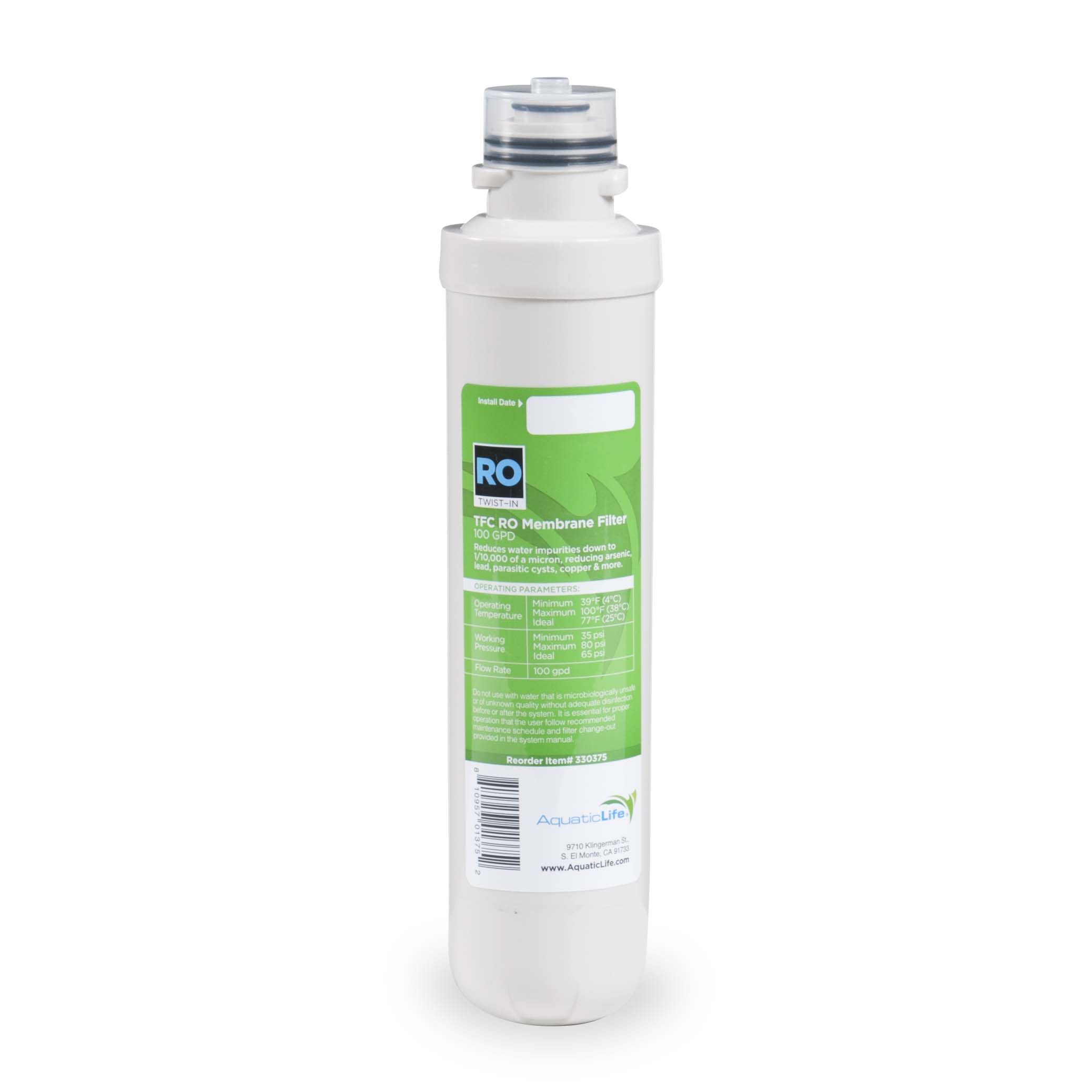 AquaticLife Twist-In TFC RO Membrane Filter Cartridge, 100 gpd