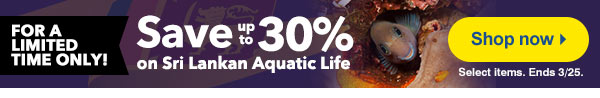 Up to 30% off Sri Lankan fish & inverts