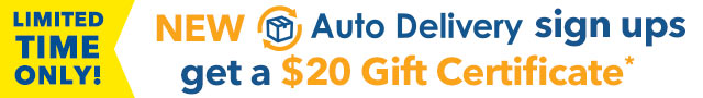 Receive a $20 Gift Certificate with Auto Delivery sign up