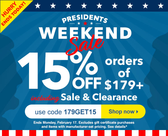 Save 15% on orders $179+