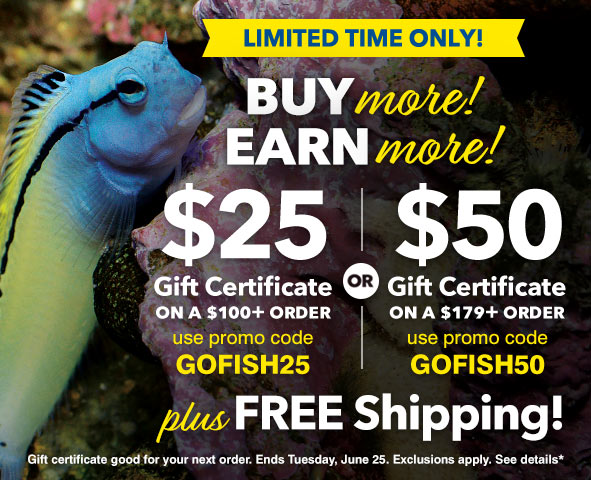 Earn up to a $50 Gift Certificate on orders of $179 or more plus FREE Shipping!
